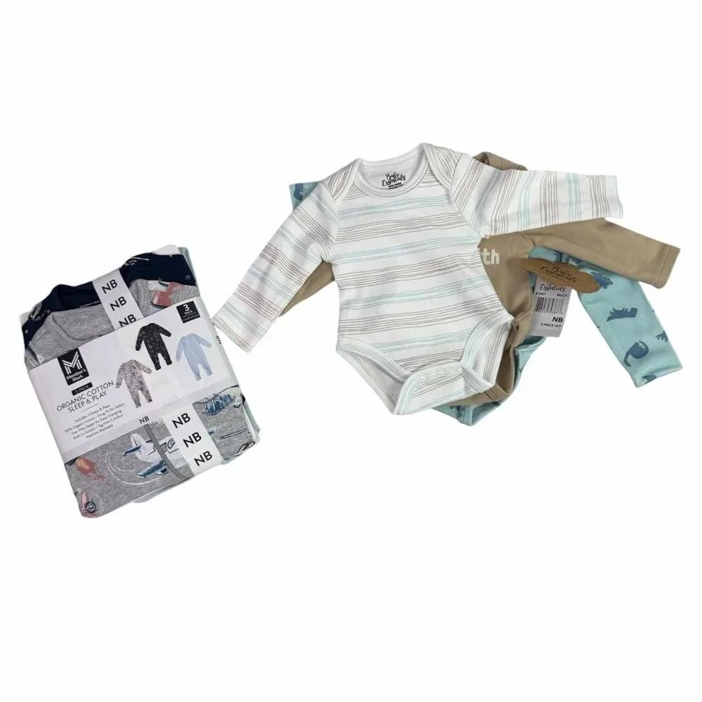 Newborn Members Mark Sleep & Play Baby Essentials Body Suits Bundle